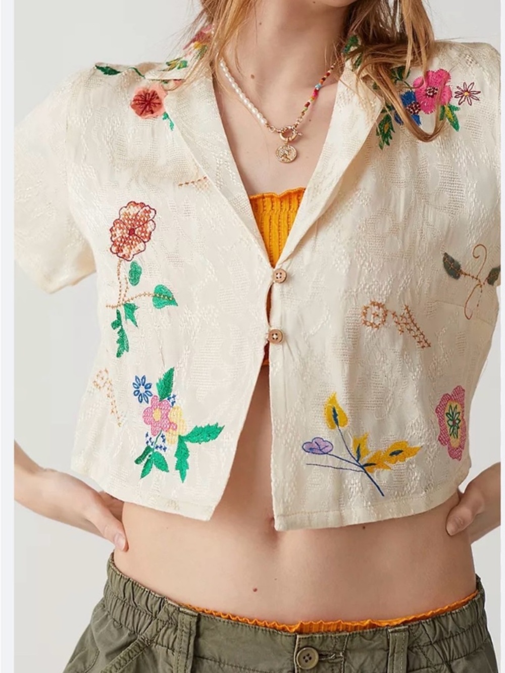 Vintage Urban Outfitters Embroidered Crop Top